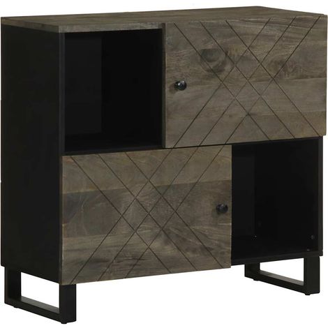 Sideboard Black 80x33x75 cm Solid Wood Mango vidaXL (1/5)