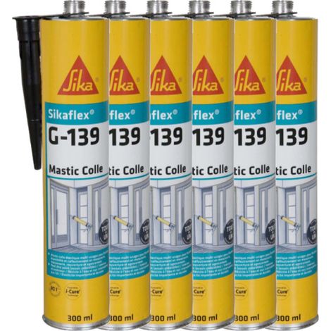Lot de 6 mastic-colle à prise rapide SIKA Sikaflex G 139 - Noir - 300ml