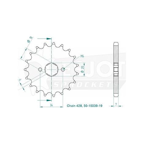 Pignon - 428 - 19 Dents - Similaire JTF2442 - Made in Germany