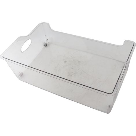 Grand bac de rangement ouvert sur le devant avec roulettes, transparent, amovible et portable, à glisser sous le lit pour ranger des collations et des livres. (1/5)