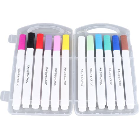 12 Marqueurs Peinture Acrylique Triangulaires Ergonomiques, Couleurs Riches, pour Bois Tissu Verre Plastique, Set de Graffiti (1/5)