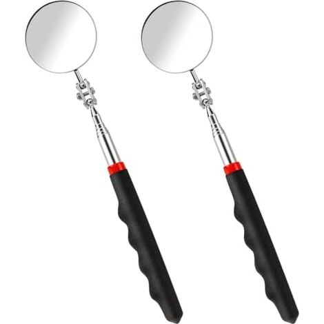 Lot de 2 miroirs d'inspection télescopiques, circulaires flexibles, rotation à 360° avec poignée étendue, ronds pour vérifier l'état du véhicule -