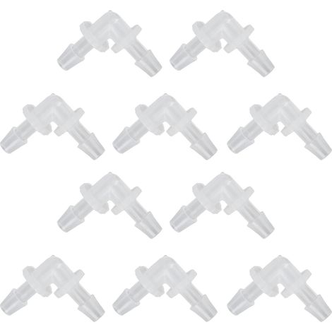 Lot de 10 coudes à 90° pour tuyaux, raccords en plastique de diamètre égal (4,8 mm), en forme de L, diamètre 4,8 mm. (1/5)