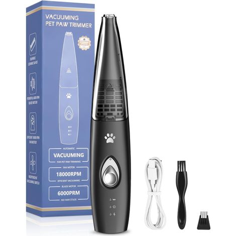 Tondeuse pour pattes de chien avec aspirateur - Réduction du bruit - Pour chiens, chats, pattes, yeux, oreilles, visage, corps (1/5)