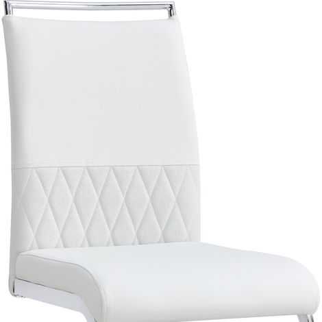 Set di 4 sedie da pranzo bianche, schienale alto in PU e lino, 42x48x95 cm (1/5)