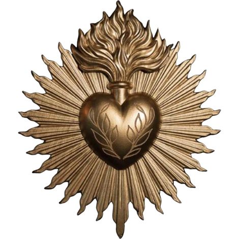 Wandplakette mit Herz-Jesu-Motiv, Sakramentsornament, gotische Statue für Zuhause, Hängeskulptur für Hotelveranda, Hauseingang, Gold