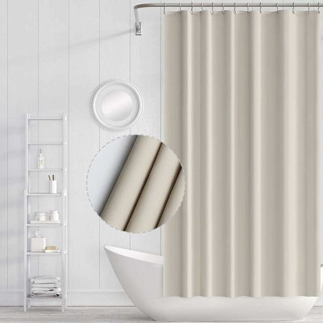 Waterproof shower curtain 180 x 180 cm – Antibacterial and mildew resistant – 12 hooks included for easy installation