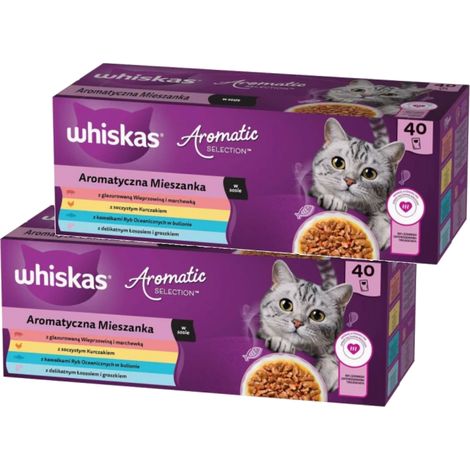 WHISKAS Aliment humide pour chat Sachets aromatiques assortis 80 x 85 g