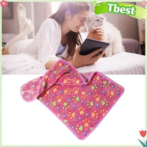 Tbest couverture de sommeil pour chat Couverture pour chien, imprimés de animalerie jouet Impressions de griffes sur rose S (1/5)