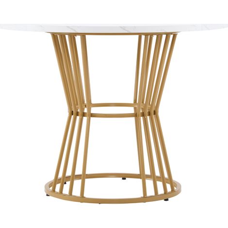 Runder weißer Tisch 100 cm aus MDF mit Metallgestell, modern (1/5)