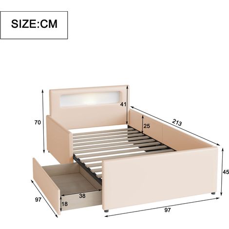 Couchtisch aus Stoff in Beige 213 x 97 x 70 cm HOMAIRE (1/5)