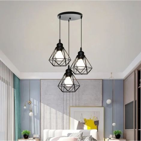 Tempas Lustre pour Salon/Cuisine 3 Têtes Suspension en Métal Lampe Disque design Vintage (1/4)