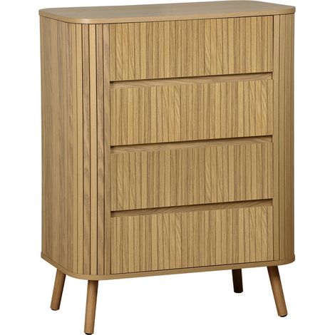 sweeek - Kommode geriffeltes Holzdekor 4 Schubladen (1/5)