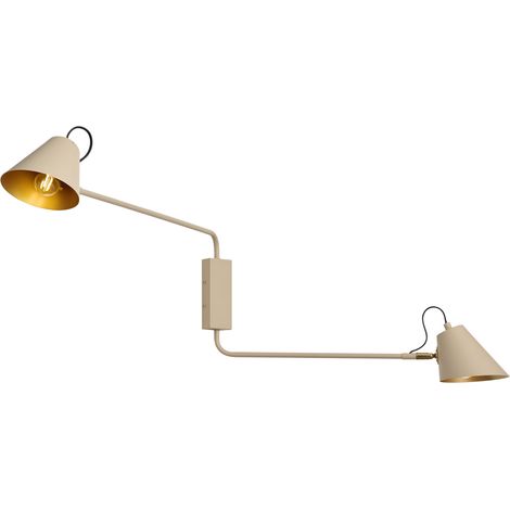 QAZQA Modern Wall Lamp Taupe with Gold-Coloured Interior (1/5)