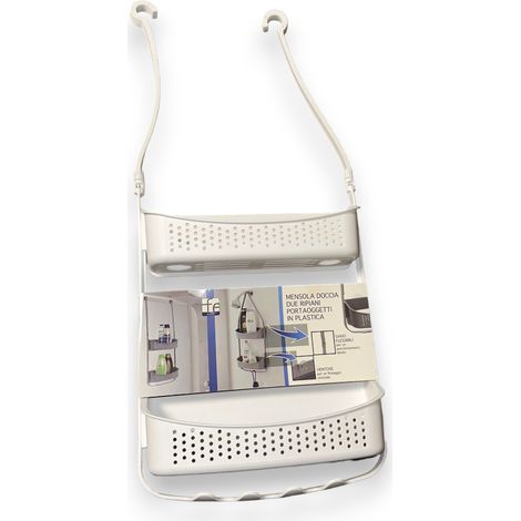 Mensola per Doccia Portaoggetti da Appendere 2 Ripiani PVC Fox - Colore: Bianco