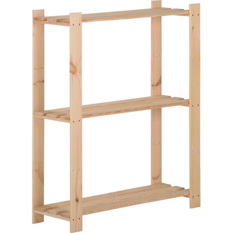 Lagerregal mit 3 Böden 60x28,5x90 cm Massivholz Kiefer