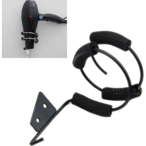 Haartrocknerhalterung, Kabelhalter, Haartrockner, Wandhalterung, Haartrocknerhalterung für Badezimmer, Wohnzimmer, Friseursalon (schwarz) (1/4)