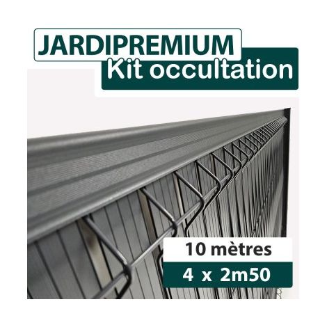 Cloture & Jardin – Kit occultation aluminium gris anthracite 10m – Lattes de 48mm – Résistant aux intempéries – Pour panneaux JARDIPREMIUM 2,50m (1/4)
