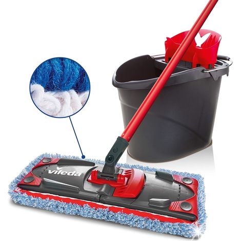 Set mocio e secchio Vileda microfibra cotone manico telescopico (1/4)