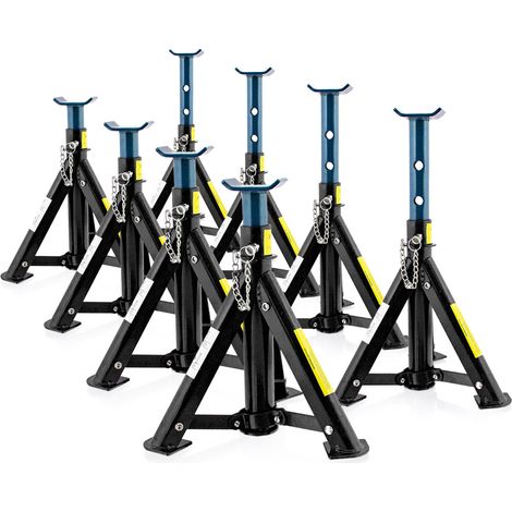 3T Unterstellbock klappbar verstellbar Auto PKW Wagenheber Abstellböcke 3000kg Schwarz / Blau (4 Paar)