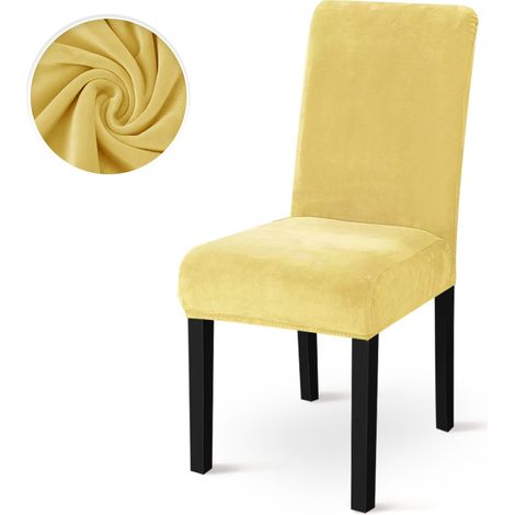 Sitzbezug aus dicker Velours, universell und rutschfest, mit integriertem Gummizug – mittlere Rückenhöhe, Farbe Limone – ideal für Restaurants, Hotels und Veranstaltungsräume