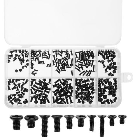 300 Stück Hardware-Schrauben, schwarze KM-Schrauben-Kombination, Phillips-Laptop-Schrauben-Set