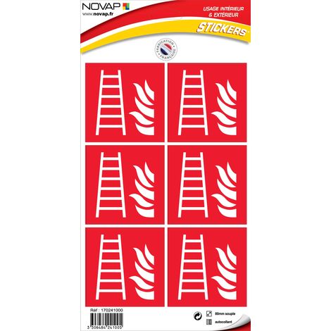 Planche 6 Pictogrammes 80X80mm - Echelle Incendie - 4241005