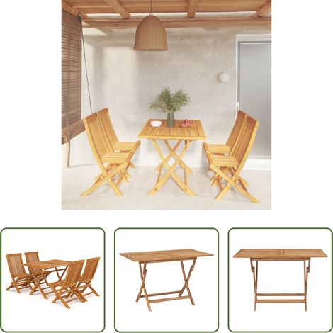 Table de jardin - Ensemble à manger de jardin 5 pcs Bois de teck massif (1/5)