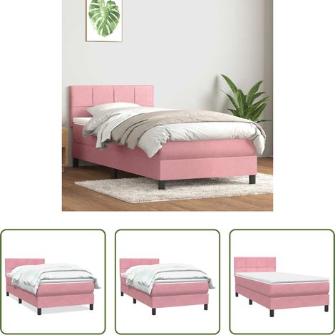 Matratze - Boxspringbett mit Matratze Rosa 80x220 cm Samt (1/5)