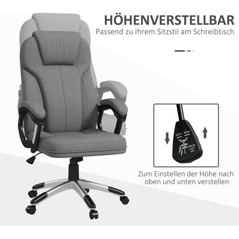 Chaise de bureau direction ergonomique réglable en hauteur, fonction basculante, grise, 6x75x120 cm (1/4)