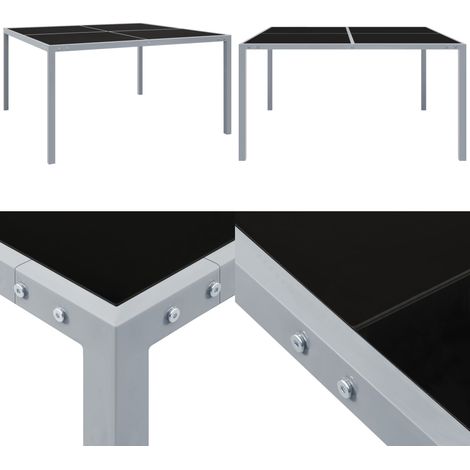 Tavolo da Giardino 130x130x72 cm Grigio in Acciaio e Vetro - Tavolo esterno - Tavolo in acciaio