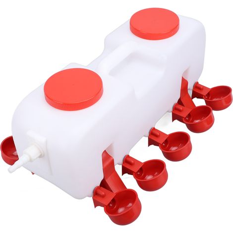 Distributeur d'abreuvoirs automatiques pour volailles (10 litres) avec 10 abreuvoirs pour canards et oies (grand format). (1/5)