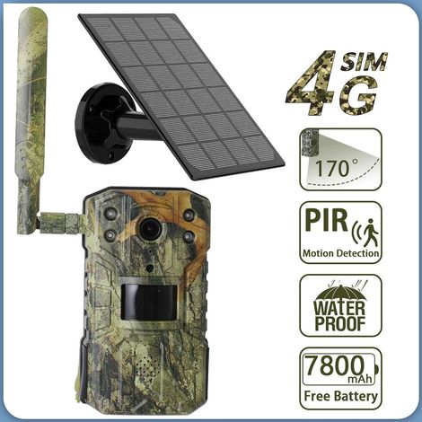 Caméra de Chasse Solaire 4G 14MP, Caméra Piège Photo avec Vision Nocturne Infrarouge, Surveillance de la Faune, Détection de Mouvement, Enregistrement Photo et Vidéo (1/5)