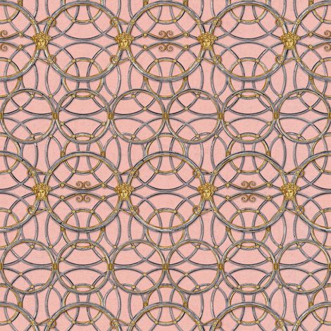 Barock Tapete Profhome 370496 Vliestapete glatt mit Ornamenten glänzend silber gold rosa grau 7,035 m2