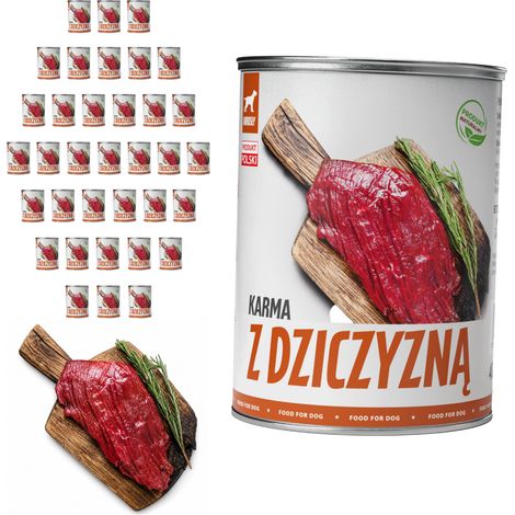 Pâtée pour chien TufTuf au venaison, boîte de 36 x 400 g, viande en conserve (1/2)