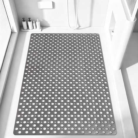 Tapis de Douche Antidérapant, Grand Tapis de Bain Carré 80 120cm avec Ventouses, Tapis de Baignoire Antibactérien Lavable pour la Douche, Baignoire (1/5)
