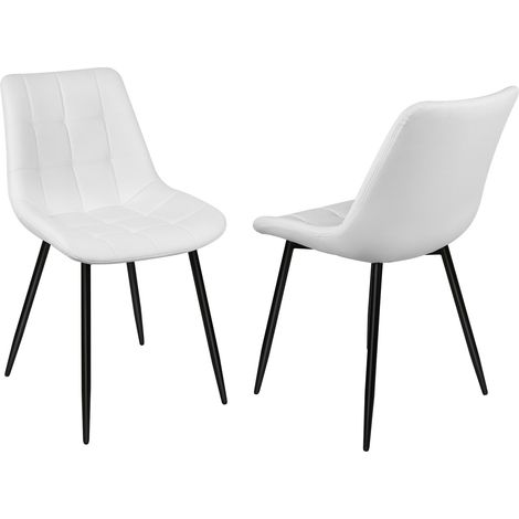 Lot de 2 Chaises de Salle à Manger en Cuir PU, Chaise de Salon avec Pieds en Métal, pour Cuisine, Salon, Noir (1/5)
