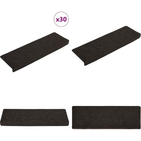 vidaXL Tapis d'escalier autocollant 30 pcs marron foncé 65x21x4 cm