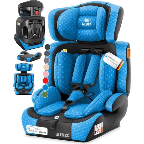 KIDIZ® Autokindersitz Kindersitz Kinderautositz Autositz Sitzschale 9 kg - 36 kg 1-12 Jahre Gruppe 1/2 / 3 universal zugelassen nach ECE R129/03 Blau