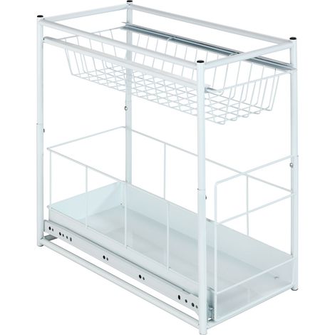WENKO Estraibile per armadio - 2 ripani, Metallo verniciato, 23 x 45 x 45 cm, Bianco