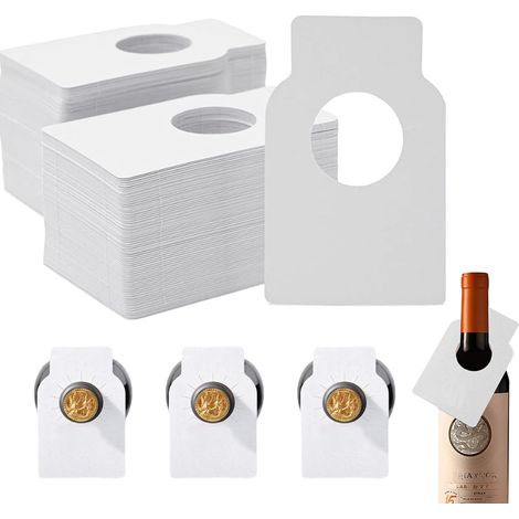 Etiquetas Botella Vino - Cartón Rígido - 9 x 5,7 cm - Agujero Central 2,8 cm - Doble Cara - 200 Unidades (1/5)