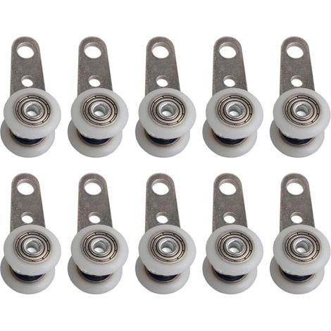 Lot de 10 roulettes pour baies vitrées ou portes coulissantes - en métal et en plastique - 4,5 x 1,9 cm-DOU