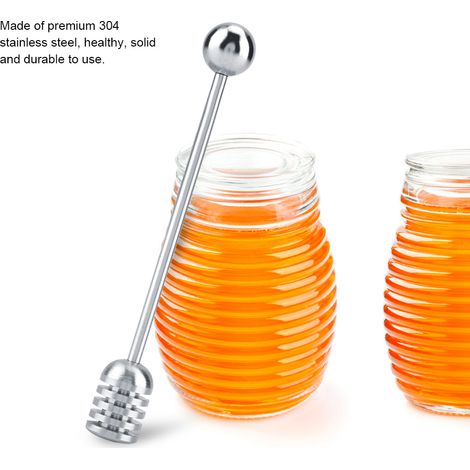Cuillère à miel, bâtonnet mélangeur, cuillère à miel, cuillère à dessert, bâtonnet à miel en acier inoxydable 304 (1/5)