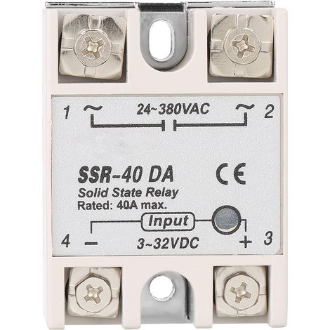 Relais statique monophasé CC-CA SSr 40DA 40A Entrée 3-32 V CC Sortie 24-380 V CA (1/5)