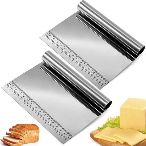 Edelstahl Teigschaber Set Küche Teigschaber Set Gemüseschaufel Kuchen und Pizzaschneider Teigschneider Schaber Löffel für Pasta Backen Gebäck (2 Stück) (1/5)