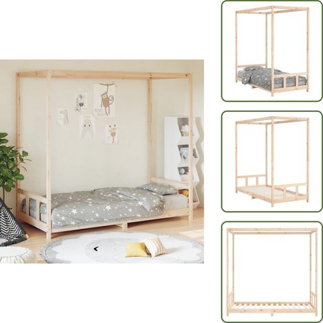 Cama con dosel - vidaXL Estructura de cama infantil madera maciza de pino 90x190 cm - Cama para niños