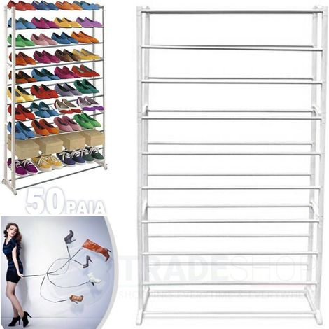 TrAdE Shop Traesio - Scarpiera 50 Paia Scarpe Salvaspazio Organizer Ordine Ripostiglio Casa Armadio - (1/2)