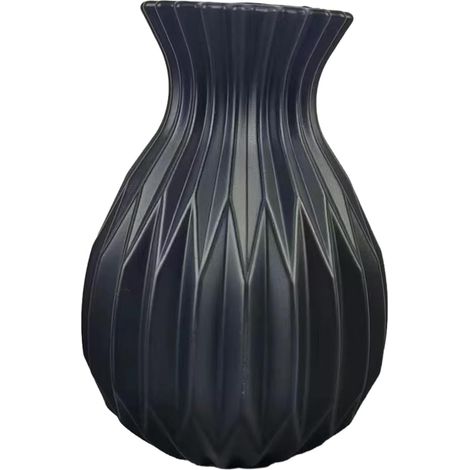 Vase noir moderne, vase fabrication fine pour arrangements floraux élégants, de décoration d'intérieur, design créatif, au design unique (1/4)