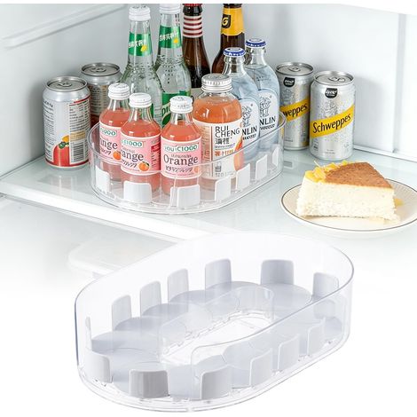 Plateau Tournant 360° Lazy Susan 33cm, Organisateur de Réfrigérateur, Plateau Tournant Transparent pour Cuisine, pour Réfrigérateur, Cuisine, Armoires de Rangement (Transparent + Blanc) (1/5)