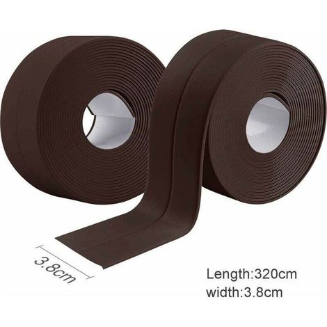 2 Rouleaux Bande Etancheite Autocollante Imperméable,PVC Ruban Adhesif de Scellage Mural,Douche,Toilette,Cuisine,Salle de Bains (Marron) (1/4)